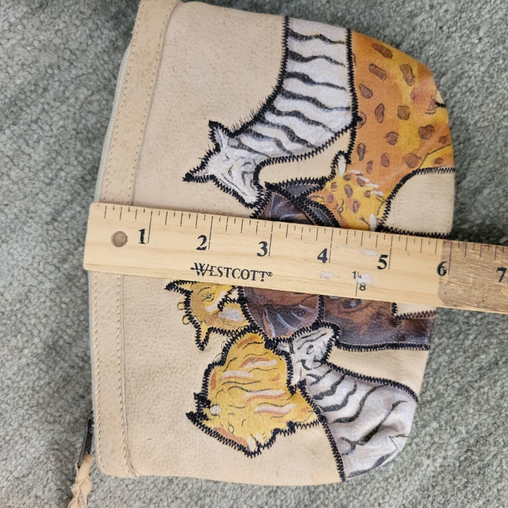 Leather Hand Paintes‎ Safari Animals Shoulder Bag And Matching Wallet